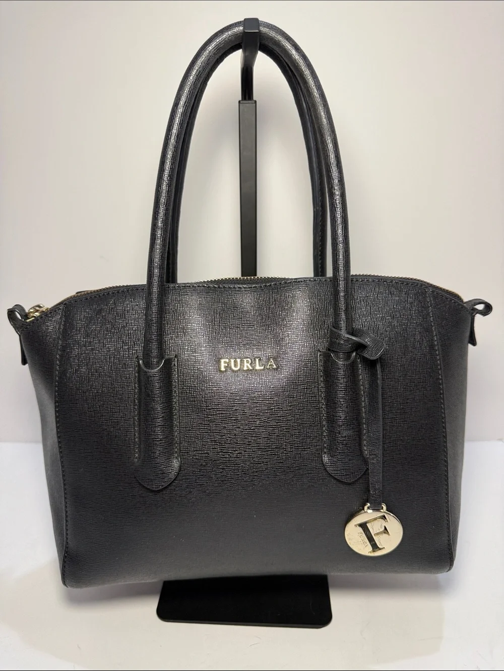 Furla Black Saffiano Leather Satchel